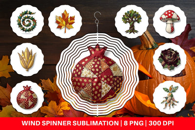 Wind Spinner Haunted Harvest Botanical Patchwork Sublimation artnoy 