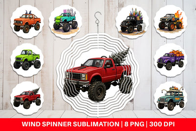 Wind Spinner Haunted Monster Truck Sublimation artnoy 