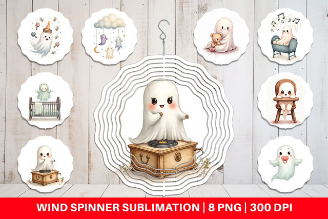 Wind Spinner Haunted Nursery Ghosts Sublimation artnoy 