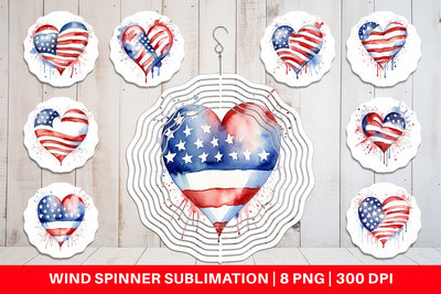 Wind Spinner Heart 4th of July Sublimation artnoy 