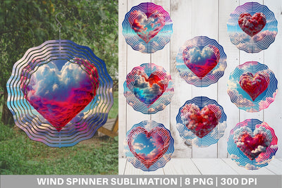 Wind Spinner Heart Clouds Sublimation artnoy 