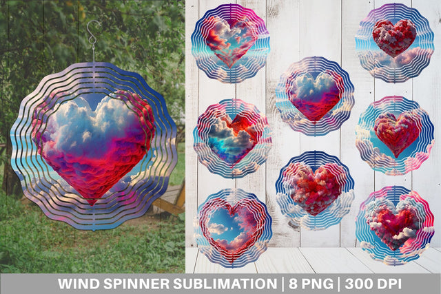 Wind Spinner Heart Clouds Sublimation artnoy 