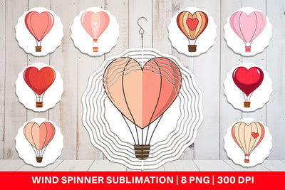 Wind Spinner Heart Hot Air Balloon Sublimation artnoy 