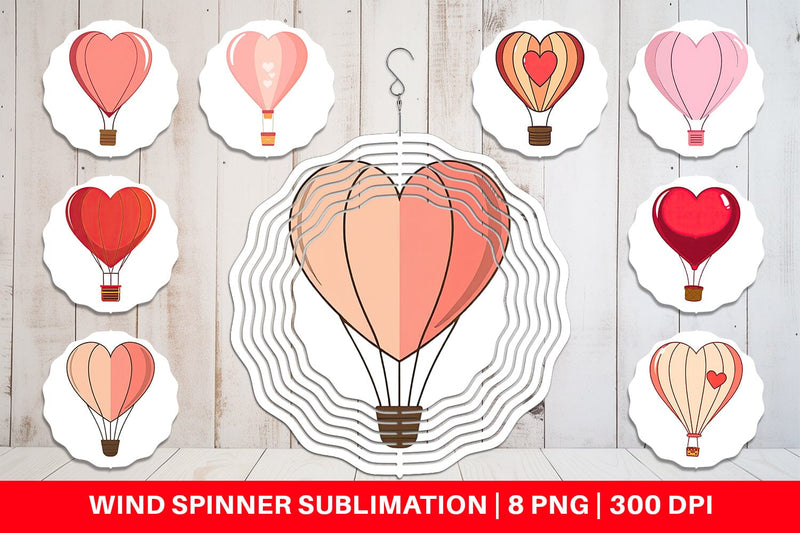 Wind Spinner Heart Hot Air Balloon Sublimation artnoy 