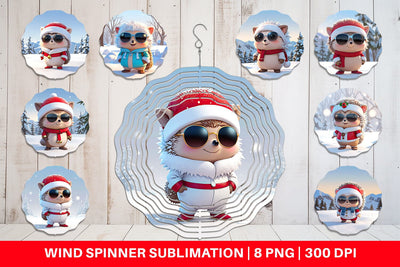 Wind Spinner Hedgehog Christmas Sublimation artnoy 