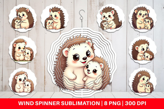Wind Spinner Hedgehog Mother's Day Sublimation artnoy 