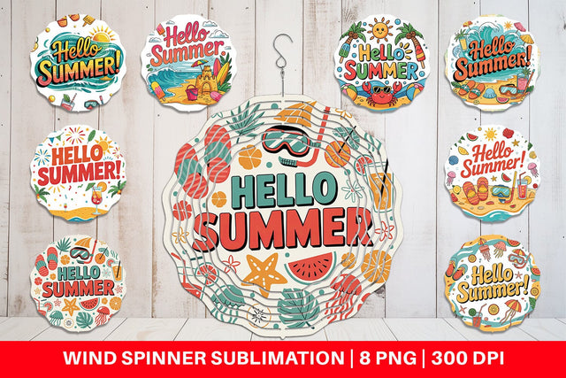 Wind Spinner Hello Summer Bundle Sublimation Sublimation artnoy 