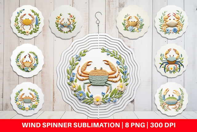 Wind Spinner Hermit Crab Embroidery Sublimation artnoy 