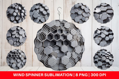 Wind Spinner Hexagonal Grid Sublimation artnoy 