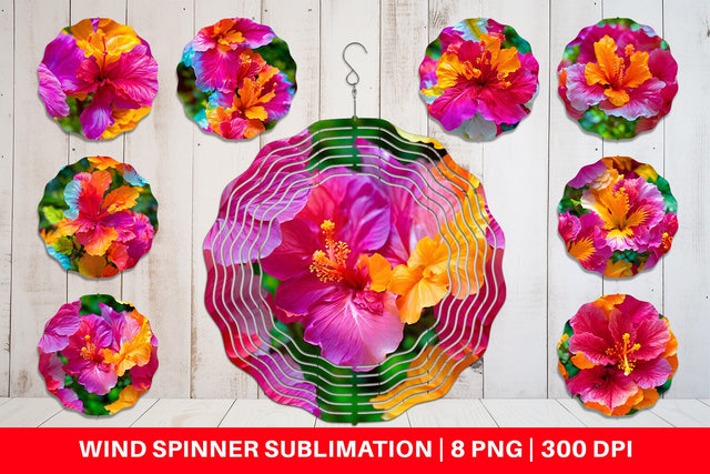 Wind Spinner Hibiscus Flower Pattern Sublimation artnoy 