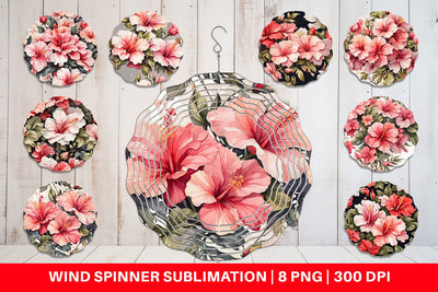 Wind Spinner Hibiscus Pattern Sublimation artnoy 
