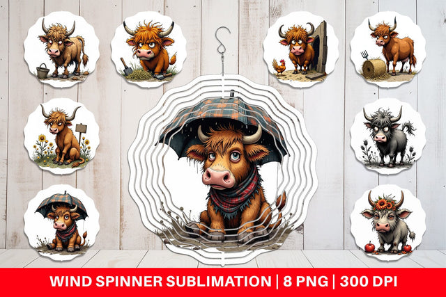 Wind Spinner Highland Moo Sublimation artnoy 