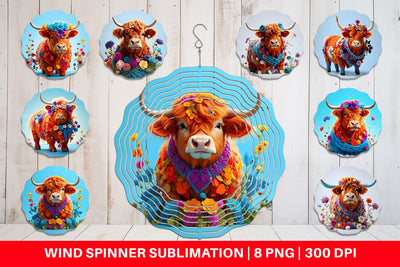 Wind Spinner Higland Cow Easter Sublimation artnoy 