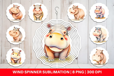 Wind Spinner Hippopotamus Wildlife Sublimation artnoy 