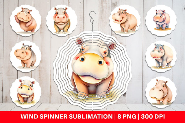 Wind Spinner Hippopotamus Wildlife Sublimation artnoy 