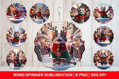 Wind Spinner Holiday Cat Christmas Sublimation artnoy 