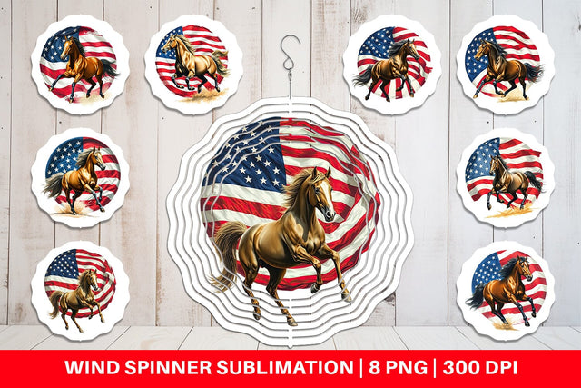 Wind Spinner Horse 4th of July Sublimation artnoy 