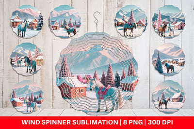Wind Spinner Horse and Winter Landscape Sublimation artnoy 