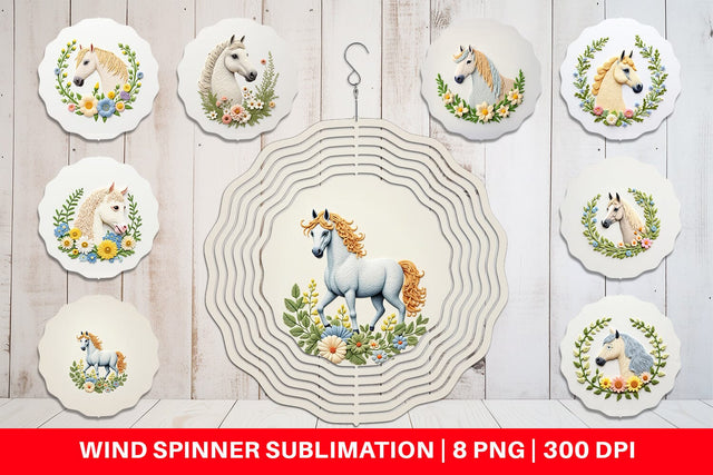Wind Spinner Horse Embroidery Sublimation artnoy 