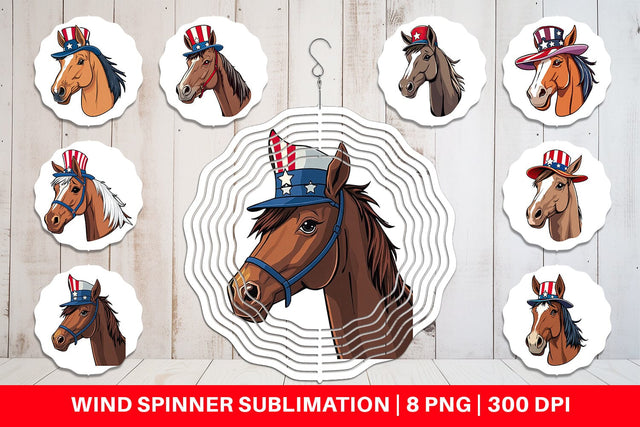 Wind Spinner Horse Patriotic Sublimation artnoy 
