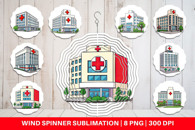 Wind Spinner Hospital Building Sublimation artnoy 