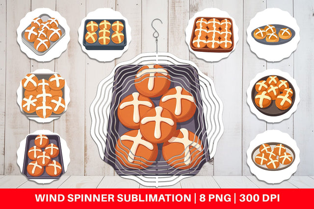 Wind Spinner Hot Cross Buns Sublimation artnoy 