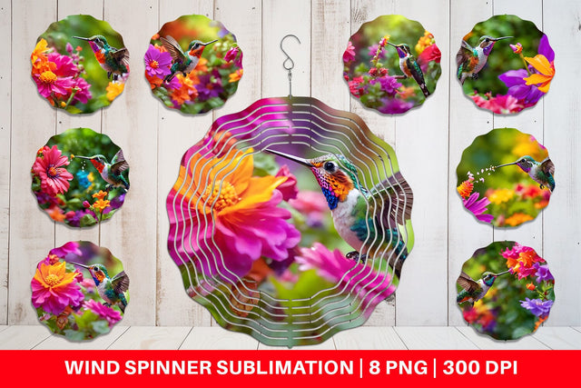 Wind Spinner Hummingbird and Flower Sublimation artnoy 