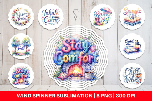 Wind Spinner Hygge Fall Snuggle Quotes Sublimation artnoy 