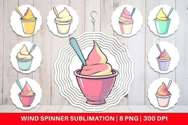 Wind Spinner Ice Cream Cup Sublimation artnoy 