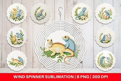 Wind Spinner Iguana Embroidery Sublimation artnoy 