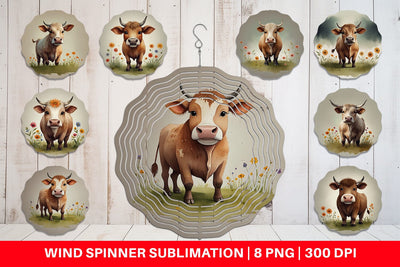 Wind Spinner Illustration Cow Sublimation artnoy 