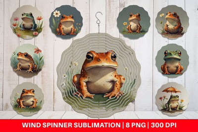 Wind Spinner Illustration Frog Sublimation artnoy 