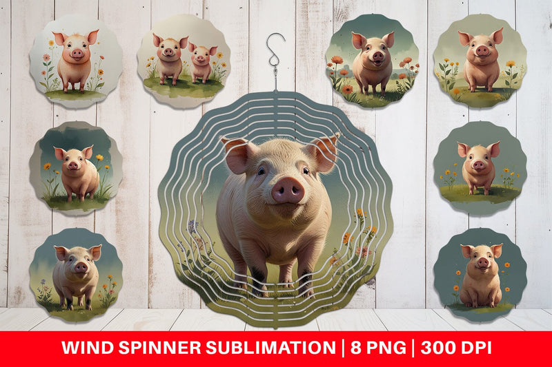Wind Spinner Illustration Pig Sublimation artnoy 