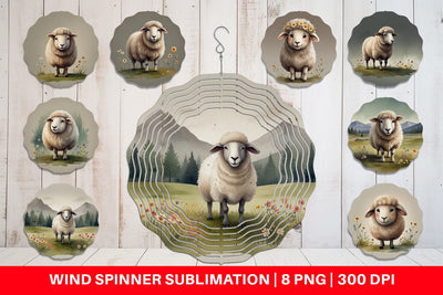 Wind Spinner Illustration Sheep Sublimation artnoy 