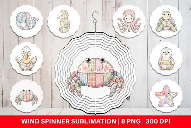 Wind Spinner Innocent Beach Patchwork Watercolor Sublimation artnoy 