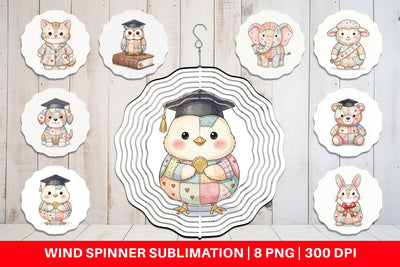 Wind Spinner Innocent Graduation Patchwork Watercolor Sublimation artnoy 