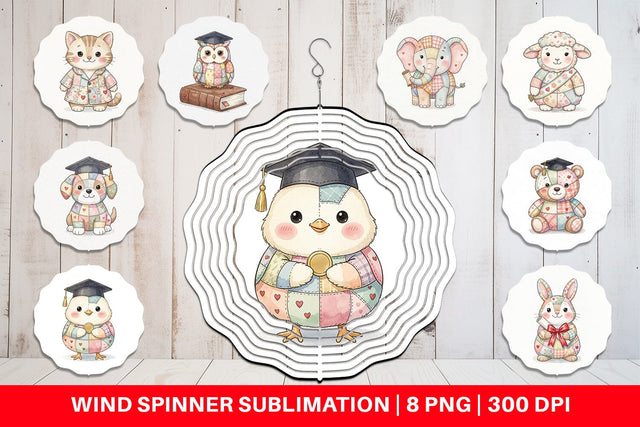 Wind Spinner Innocent Graduation Patchwork Watercolor Sublimation artnoy 
