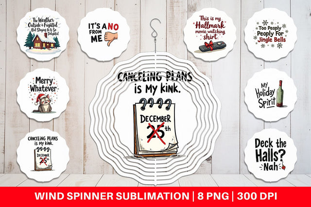 Wind Spinner Introvert's Grumpy Christmas Sublimation artnoy 
