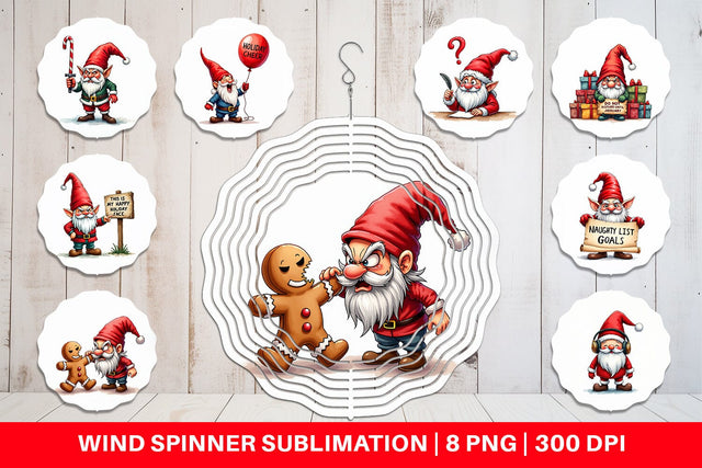 Wind Spinner Jingle Hell: Cynical Christmas Gnome Sublimation artnoy 