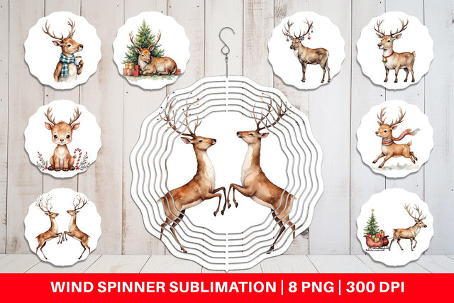 Wind Spinner Jolly Reindeer Sublimation artnoy 