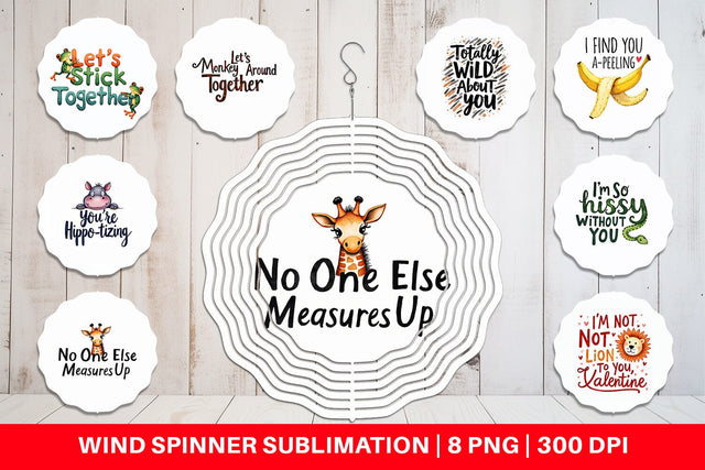Wind Spinner Jungle Giggles Funny Animal Valentine Puns Sublimation artnoy 