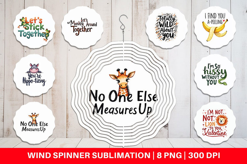 Wind Spinner Jungle Giggles Funny Animal Valentine Puns Sublimation artnoy 