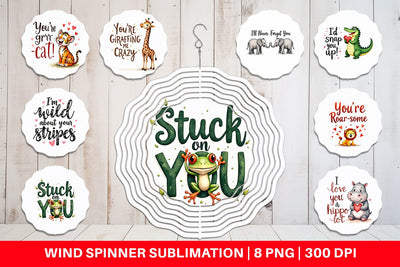 Wind Spinner Jungle Sweethearts Baby Animal Valentine Puns Sublimation artnoy 