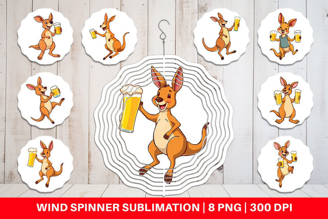 Wind Spinner Kangaroo Beer Day Sublimation artnoy 