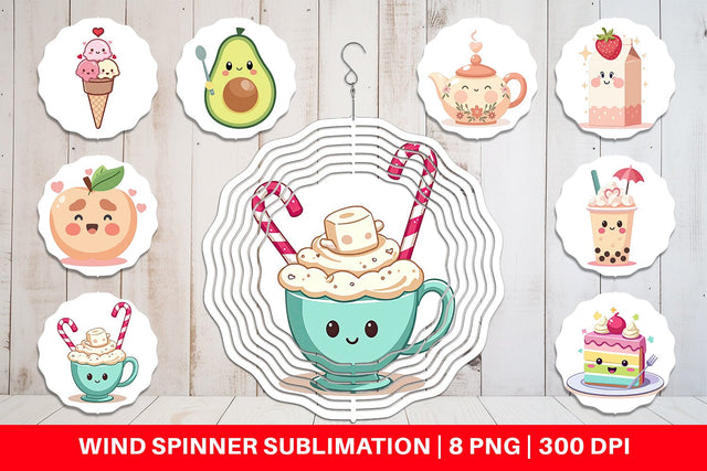 Wind Spinner Kawaii Food Sips Sublimation artnoy 