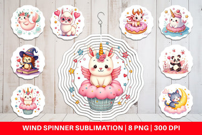 Wind Spinner Kawaii Magic Critters Sublimation artnoy 