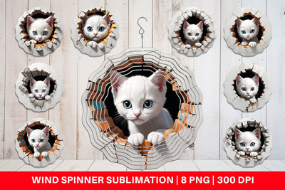Wind Spinner Kitten in Wall Sublimation artnoy 