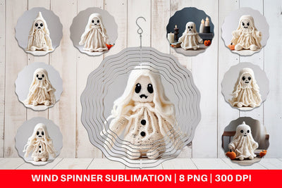 Wind Spinner Knitted Ghost Halloween Sublimation artnoy 