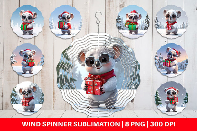 Wind Spinner Koala Christmas Sublimation artnoy 