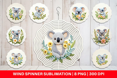 Wind Spinner Koala Embroidery Sublimation artnoy 